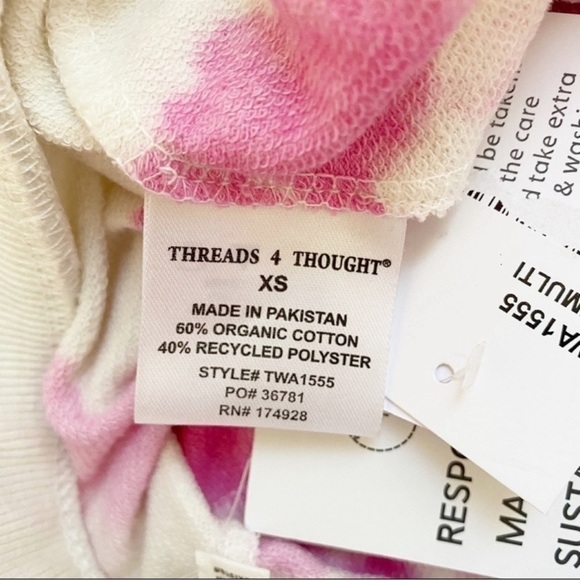 Threads 4 Thought Cut off Athletic Sweat Shorts Size XS Pink/White Tie Dye New - Picture 6 of 6